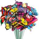 Augshy Butterfly Decorations, 75 Pcs Butterfly Stakes PVC Waterproof Decorative Colorfuli Garden Stakes for Indoor/Outdoor Christmas Yard Decor