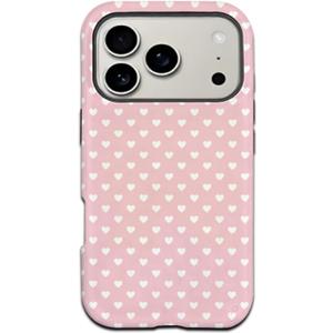 MIFEDUCT Dual Layer Case for iPhone 17 Pro Max Glossy Cute Love Heart Design 17 Pro Max Case Women Girls Slim TPU and Hard PC Shockproof Protective Phone Cover 6.9", Pink