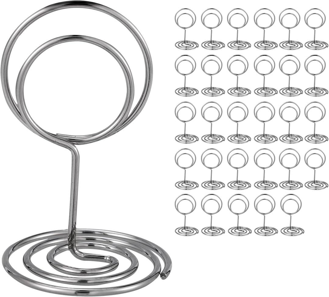 UMETDO 30PCS Table Number Holders Place Card Holder - Photo Holders for Tables, Cards Stand Name Menu Clips, Table Sign Holders for Wedding Anniversary Birthday Party, Silver