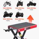 VEVOR Motorcycle Lift, 1100 lbs Motorcycle Scissor Lift Jack with Wide Deck & Lock Pin, 3.74"-13.38" Center Hoist Crank Stand, Steel Scissor Jack for Street Bikes, Cruiser Bikes, Touring, Red/Black