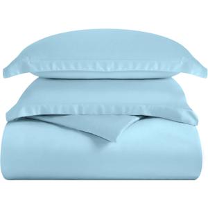 Superior 300 Thread Count Duvet Cover Set, 100% Modal from Beech, Solid, Full/Queen, Light Blue