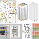 Budget Binder, Cute A6 Money Saving Binder with Zipper Envelopes, PU Leather Money Organizer for Cash, Expense Budget Sheets and Cash Envelopes for Budgeting Wildflower Sketch