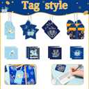 WERNNSAI Hanukkah Holiday Gift Tags - 24PCS Blue Themed Gift Wrapping Tags with Ribbon, Sticker Seals, and Mini Notecards (Star of David, Menorah, Dreidel) for Gift Bags and Wrapped Presents