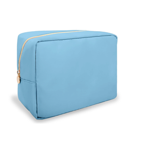 SOIDRAM Large Makeup Bag Travel Bag Pouch, Beige Toiletry Bag Makeup Organizer Nylon Bag Cosmetic Preppy Bag Zipper Pouches Brides Bag