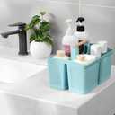 rejomiik Portable Shower Caddy Basket Plastic Cleaning Caddy Organizer Storage Tote with Handle for Bathroom, College, Dorm Room Essentials, Blue