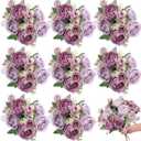 8 Bundles Artificial Peonies Flowers Boho Faux Flowers Arrangements Artificial Centerpiece Spring Bouquet Floral Wedding Decoration for Vase (Purple)