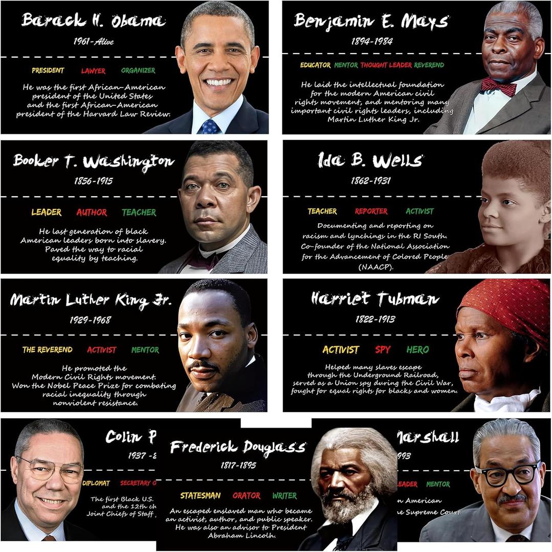 Black History Posters, 9pc Famous African American Posters, Black History Month Decorations, Educational And Learning Activities For Classroom, Home, School (9 "x18)