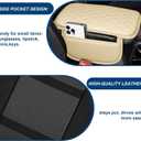Car Center Console Cover Fit for Volkswagen Atlas Leather Armrest Cover with 2 Storage Bags Waterproof Console Cover Scratch & Wear Resistant(Beige)
