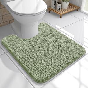 OLANLY Toilet Rugs U-Shaped 20x20, Extra Soft Absorbent Chenille Contour Bathroom Rugs for Toilet, Dry Quickly, Machine Washable, Non-Slip Bath Mat, Sage Green