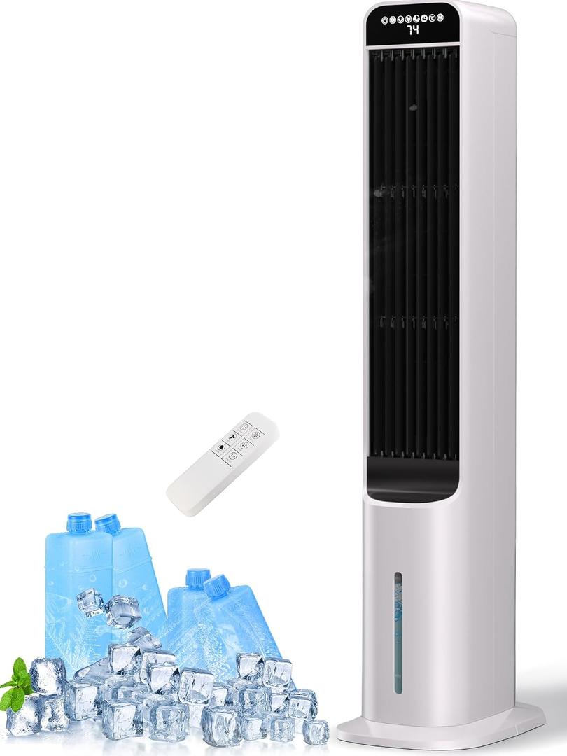 Uthfy Portable Air Conditioners, 3-in-1 Swamp Cooler 4 Ice Packs, 4L Removable Water Tank, Remote, 41"