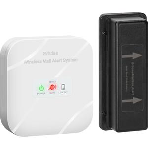 Briidea Mailbox Alarm, Wireless, Battery Powered, White, 500ft Range, LED Flash & Sound Alerts, Low Battery Reminder, Easy Installation, Secure Your Mail & Never Miss an Alert