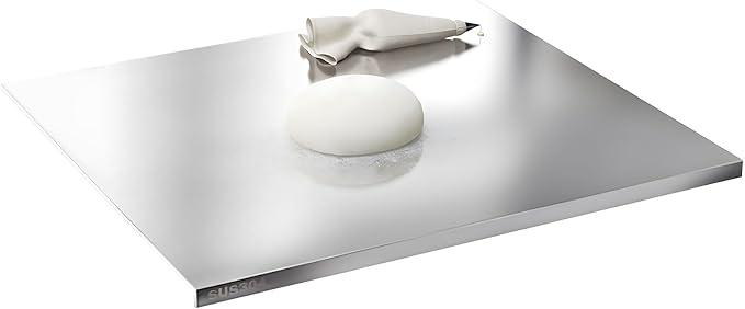 Stainless Steel Cutting Boards for Kitchen, 304 Stainless Steel Chopping Boards with Lip and Non-slip silicone pad for Countertop Cutting Meats Fruits,Easy To Clean (15.7 x 23.6 x 0.06inch)