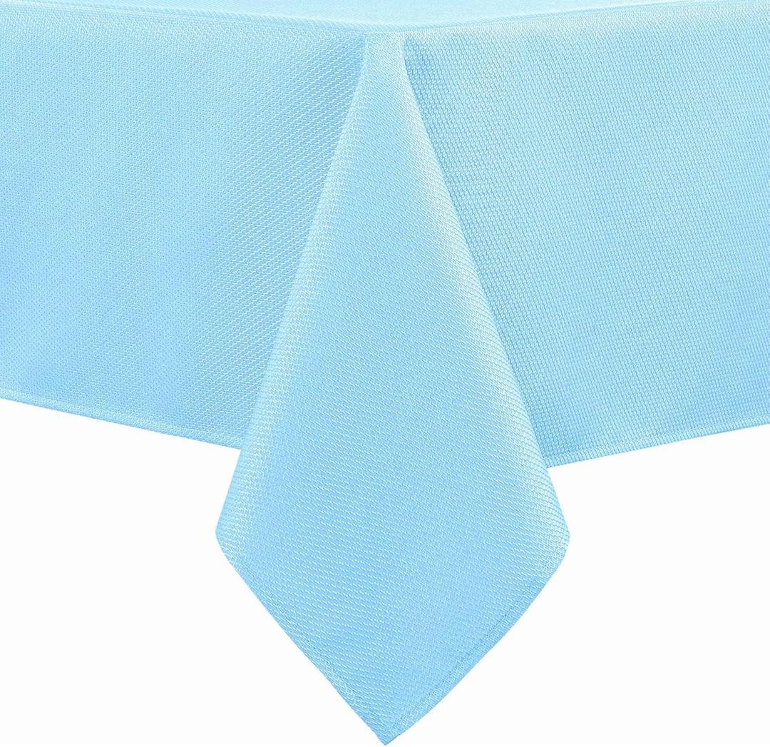Hiasan 60 X 102 Inch Rectangle Textured Tablecloth - Waterproof Spillproof Antiwrinkle Jacquard Table Cloth for Kitchen and Dining Dinner, Outdoor Picnic, Holiday and Parties, Light Blue