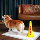 13" Tall Indoor Dog Pee Post with 6pcs Pet Guide Patch, Small Medium Large Dogs All Love to Pee on It, Used on Disposable Dog Pee Pads&Trays, Stable Easy to Clean Traffic Cone Shaped Pet Toilet Yellow