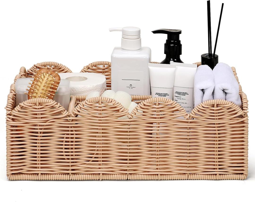 Storage Basket Wicker Baskets for Home, Living Room, Bedroom, Toilet Basket for Over Toilet Storage Shelf, End Table, Shelves and More(Natural) (beige)