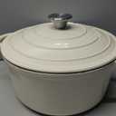 Enameled Cast Iron Dutch Oven - Umite Chef 5QT Pot with Lid & Cotton Potholders - Heavy-Duty Cookware for Bread Baking, Braising, Stews, Roasting(Cream White)