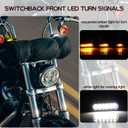 Switchback Sequential Front Fork LED Turn Signals with Relocation Kit, Motorcycle Running Lights for 39-41mm Front Mount Fork Harley Sportster 883 1200 Dyna Touring Road King 1986-2013
