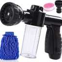 Garden Hose Nozzle Adjustable Hose Spray Nozzle High Pressure 8 Watering Pattern with 3.5Oz Soap Sprayer Power Garden Water Hose Foam Nozzle Sprayer for Car Washing Pet Shower, Shadow(Black)