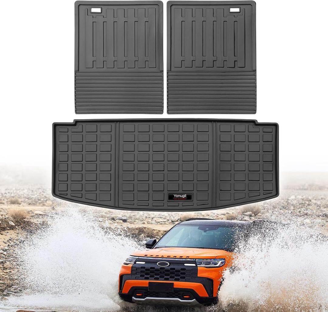 Custom for 2020-2025 2026 Ford Explorer Cargo Mats Trunk Liner and 3rd Rear Seat Backrest Mat All Weather TPE Protection Mat Accessories (for 2020-2026 Ford Explorer)
