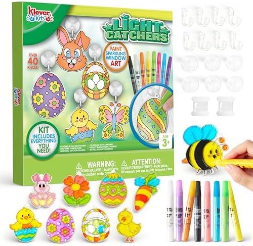 Klever Kits 18 Pcs Easter Suncatchers Crafts Set, Suncatcher Window Art Craft Kit for Kids Art & Home School Activities Party Favor Easter Party Supplies