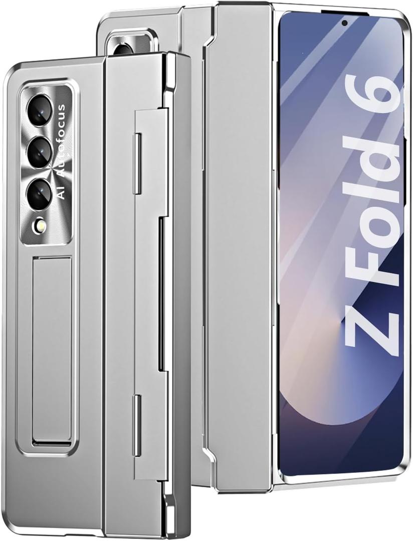 2 x for Galaxy Z Fold6 Case, with Buit-in Screen Protector, Rugged Hinge Protection, Camera len Cover, Full Body Protective Phone Case for Samsung Z Fold 6, Silver