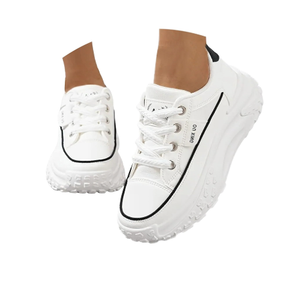 ELFOR Chunky Sneakers for Women,Thick Soled Non Slip Lace Up Platform Shoes,Running,Tennis,Breathable Sports Shoes White Size 10, 43