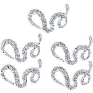 5PCS Hot Fix Rhinestones Applique, Silver Snake Shaped Rhinestone Iron On Patch Hot Fix Applique for Dresses Wedding Gowns Belts Bags Hats Garments (8cm x 17cm)