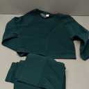 SUUKSESS Women 2 Piece Workout Sets Hidden Scrunch Hip Lifting Seamless Leggings Long Sleeve Yoga Crop Tops (Large, Green)