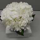 AMORISE Hydrangea Artificial Flowers with Vase, Real Touch Latex Fake Hydrangeas Spring Stem Leaves Bouquet with Faux Water, Realistic Faux Flower for Home Office Bedroom Table Centerpiece Decor White