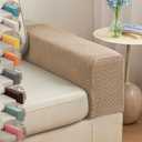 Couch Arm Covers & Arm Chair Covers Set of 2 - Stretch Sofa Armrest Protectors with Non-Slip Grip, Machine Washable Polyester Fabric (Coffee, Large-Set of 2)