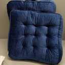 1 MIDDLE ONE Floor Pillow Set of 2, Memory Foam Meditation Cushion, Floor Cushions for Adults Sitting, Large Square Seat Cushions for Yoga, Couch, Sofa, Kids, Living Room, 20x20 Inch (Navy Blue)