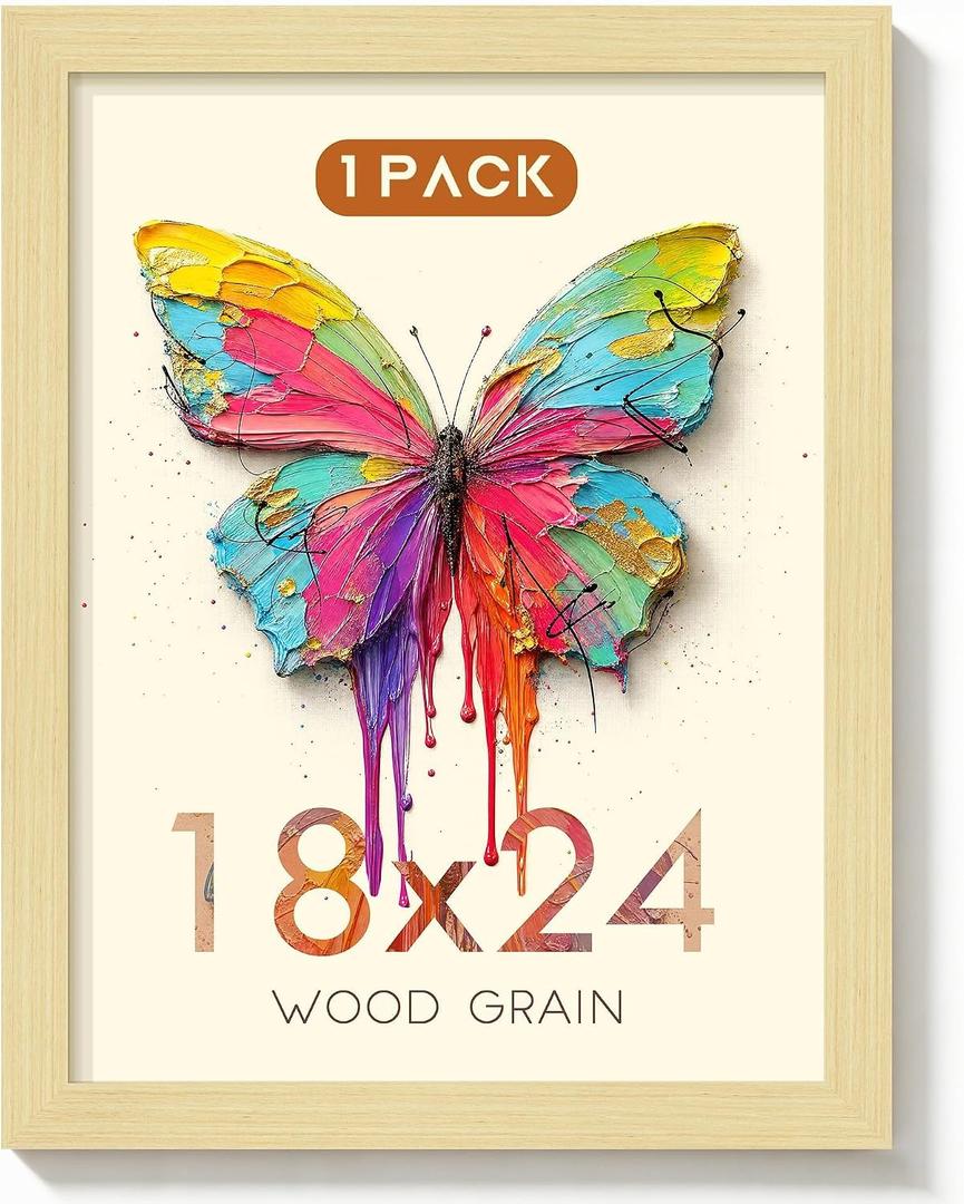 Picrit 18x24 Poster Frame, Picture Frame for Wall, Oak Wood Grain