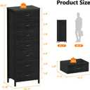 Furnulem Bedroom Dresser, Tall Chests of Drawers with 7 Fabric Bins, Black Organizer in Closet, Dorm, Living Room, Nursery, Hallyway-Storage Tower Unit, Sturdy Steel Frame