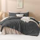 Andency Dark Grey Oversized King Comforter 120''x98'', 3 Pieces Dark Gray Soft Boho Bedding Set & Collections, Farmhouse Tufted Fluffy Shabby Chic Bed Set for All Seasons (1 Comforter, 2 Pillowcases)