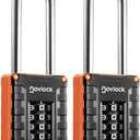 2.76 in Long Shackle Combination Locks | 4-Digit Padlocks for Gym Locker, Cabinets, Toolboxes, Gates, Fences, Sheds | 2-Pack, Black
