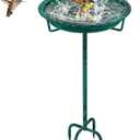 Metal Bird Bath for Outside, 36.2" Height Birdbath Bowl Standing Bird Feeders for Outdoors with 4 Prongs Base Stake, Freestanding Birdfeeders for Garden Yard Lawn Decor (Retro Green)