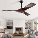 52 Inch Ceiling Fan No Lights with Remote Control, Low Profile Indoor Ceiling Fan without Light, 6-Speed Reversible DC Motor for Outdoor Patio Bedroom Living Room Farmhouse, Noiseless