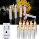 Christmas LED Window Candles with Remote Timer, 20 pcs Waterproof Battery Operated Xmas Tree Candles, Warm White LED Taper Candles for Holiday Wedding Home Chandelier Decor