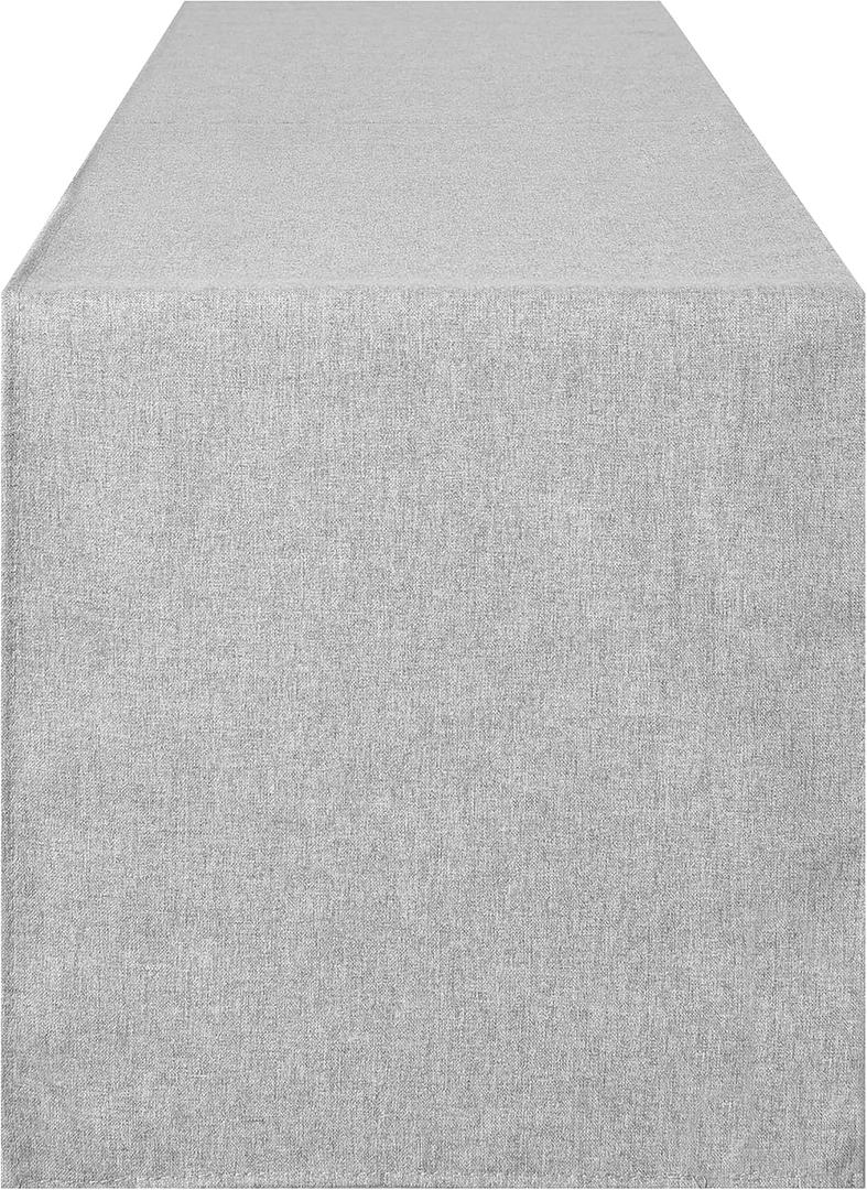 Grey Table Runner 13 x 36 Inches Long, Cotton Linen Farmhouse Style Dresser Scarf for Kitchen Dining Coffee Table Parties Wedding Home Decor (13 x 36, Grey)
