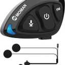 Moman Motorcycle Helmet Headset Speaker, RS-S Motorbike Helmet Headphone HiFi/Noise Cancellation/Auto Answer/FM Radio/AI Voice/IPX6 Waterproof with 2 Type Mics Earphone for All Helmets and Solo Riding (1 Pack)