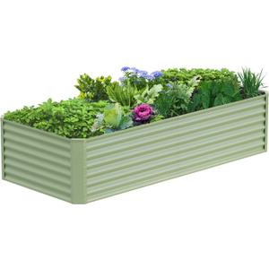 8x2x2FT Galvanized Raised Garden Bed,Galvanized Planter Boxes Outdoor, Large Metal Raised Garden Beds for Vegetables-Green