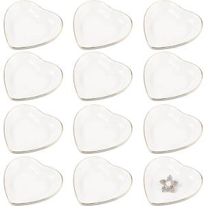 Shappy 24 Pcs Ceramic Ring Dish Bulk 4.5 in Small Jewelry Tray Porcelain Trinket Dish for Women Wedding Birthday Gifts(White,Heart)