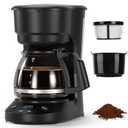 5-Cup Programmable Drip Coffee Maker, a compact coffee machine with a digital clock and 24-hour programmable timer, featuring Auto Shut-Off, and a Removable Filter Basket for Home & Office. (Precision-Brew)