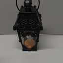 Halloween Skeleton Lantern, White Gothic Decorative Candle Holder with LED Light, Indoor Spooky Decor for Home (Black) Pack Of 2