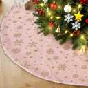 Lanpn Christmas Tree Skirt 24 inch, Velvet Xmas Tree Skirt with Snowflake Winter Christmas Tree Mat for Small Mini Pencil Slim Artificial Trees Winter Home Party Indoor Xmas Decor (Pink, 60cm)