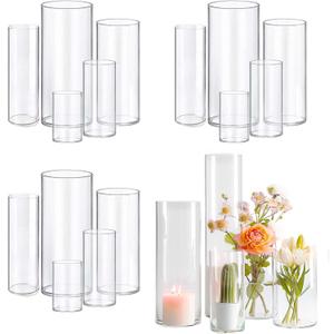 15pcs Cylinder Vases for Centerpieces Small Flower Glass Vases Clear Vase Home Decor Centerpiece Table Flower Vase Decorations for Wedding DecorationHoliday Mixed Sizes Tall (15Pack-4+6+7.5+8+10Inches)