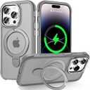 Designed for iPhone 14 Pro Case with Magnetic Stand, [Military Drop Protection][Great Grip Feeling] Matte Translucent Back Slim Shockproof Phone Cover for iPhone 14 Pro 6.1", Grey