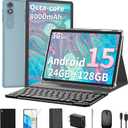 2025 Android 15 Tablet with Keyboard, 24GB+128GB+2TB Expand, 10.1 Inch Octa-Core 2-in-1 Tablets with 5G/2.4G WiFi, 8000mAh, BT5.0, GMS Certified, with Mouse, Case, Stylus, Split Screen(Black)