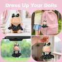 Elegant Black-and-White Dress for 15cm/17cm Dolls - Strap Gown with Heart Pearl Necklace & Bow Headband/Fashion Doll Clothes Set, Accessories for Girl Doll/Perfect for Collectors, Gifts