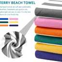 Genovega 6 Packs Oversized 72X40 Inch Stripe Beach Towel Thin Terry Set Extra Large XL Big Clearance Towels Soft Swim Pool Travel Accessories Essentials Camping Adults Men Women Gift Grey, 72.00" X 40.00"